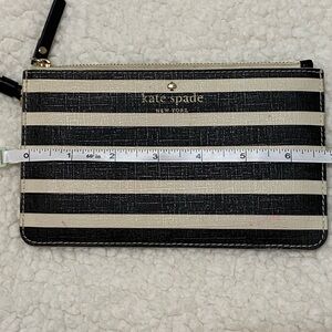 Kate Spade Black and Cream Striped Zip Storybook Wallet